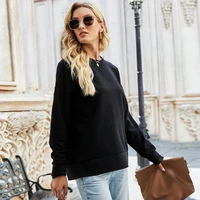 women autumn solid colors loose casual sweaters all match warm tops street new fashion pullover sweaters black o neck pullovers