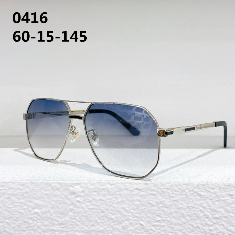 

Овальные Солнцезащитные очки из чистого титана в французском стиле 0416, женские очки с двойной перемычкой, оригинальные брендовые роскошные очки с оригинальными линзами