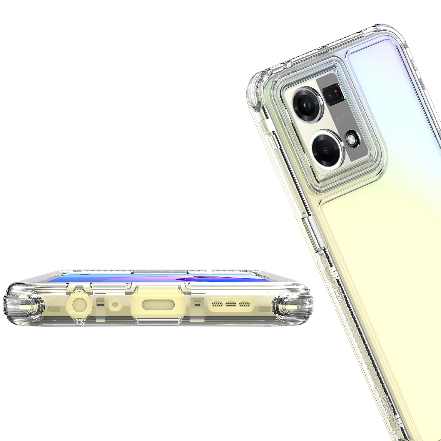 Прочный противоударный чехол 3 в 1 для OPPO Reno 7 4G CPH2363 жесткая пластиковая рамка