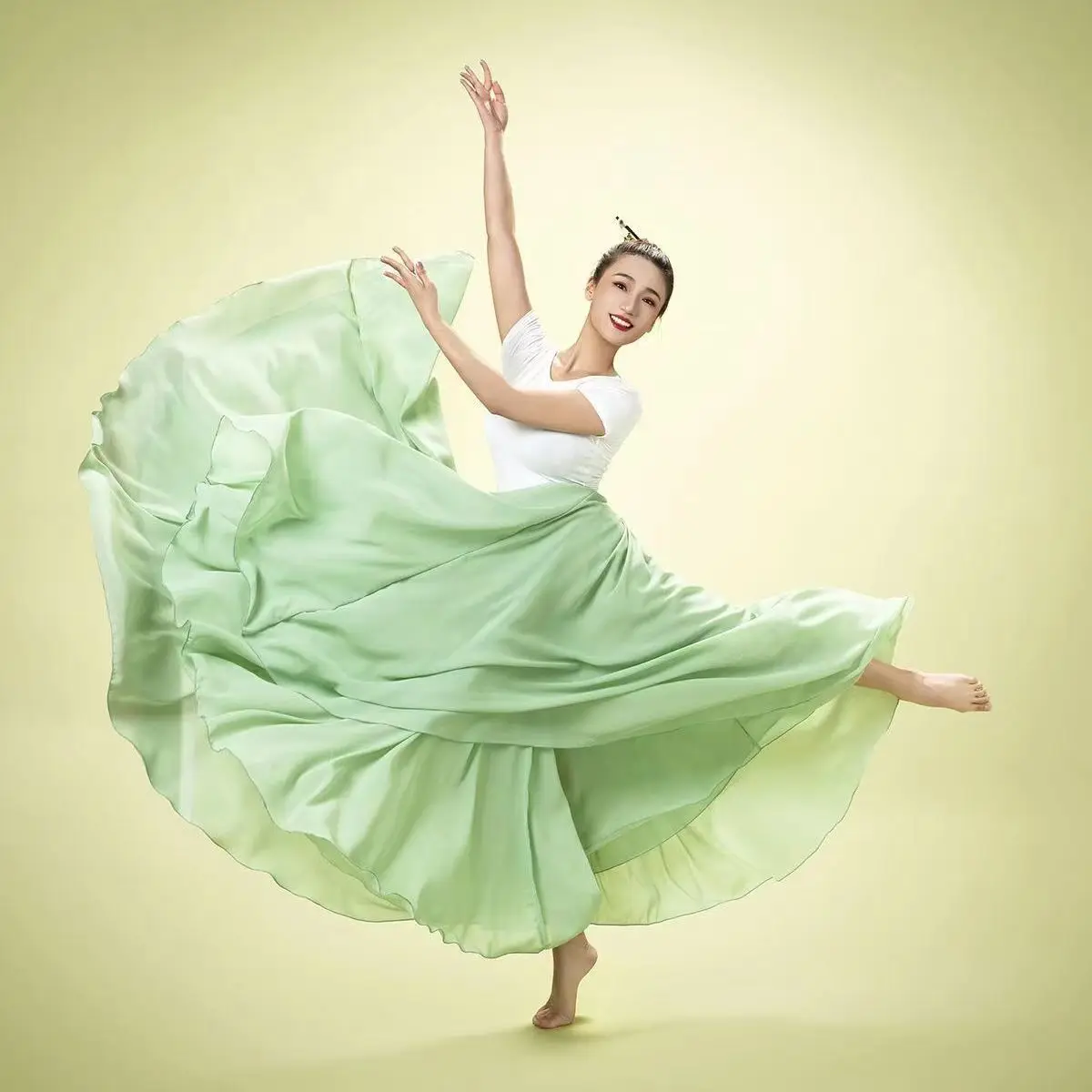 Женская шифоновая юбка для балета двухслойная длинная танцев 540/720 градусов