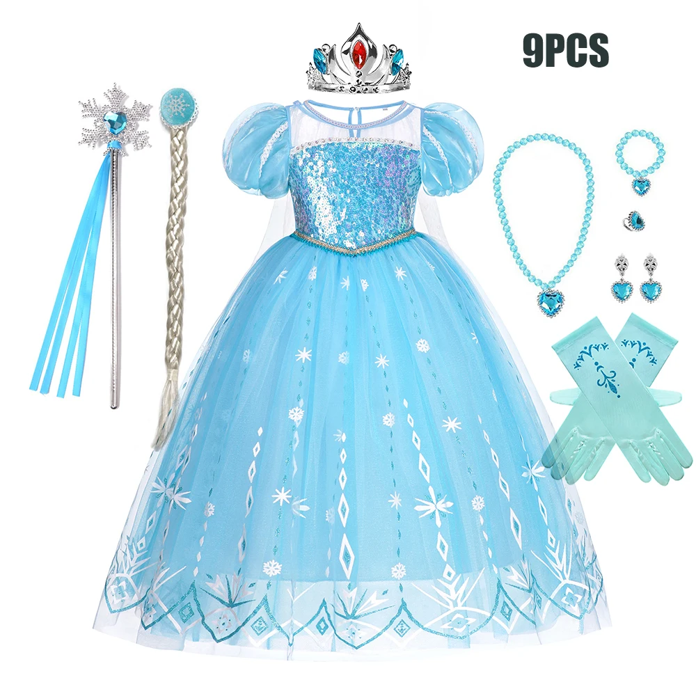 Снежная королева костюм принцессы для девочек Холодное сердце Эльза роскошные