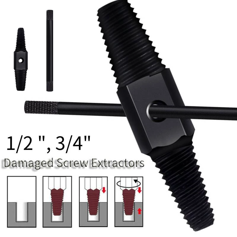 

Набор для удаления поврежденных винтов на водопроводный кран, экстрактор с двойной головкой, инструмент для удаления сломанных винтов и бо...