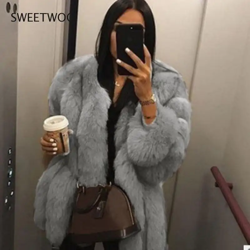 Winter Female Imitation Fur Jacket Anti Mink Solid Color O Neck Ladies's Fashion Temperament Warm Coat Contracted Tide Slim 2022
