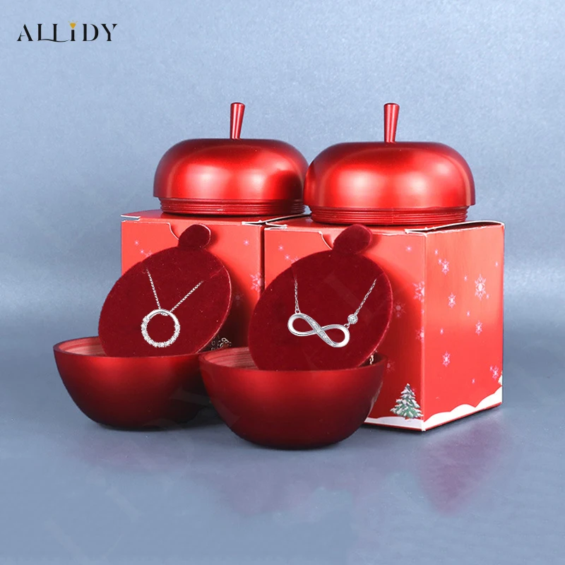 Рождественский подарок Яблоко Шкатулка для драгоценностей с ожерельем