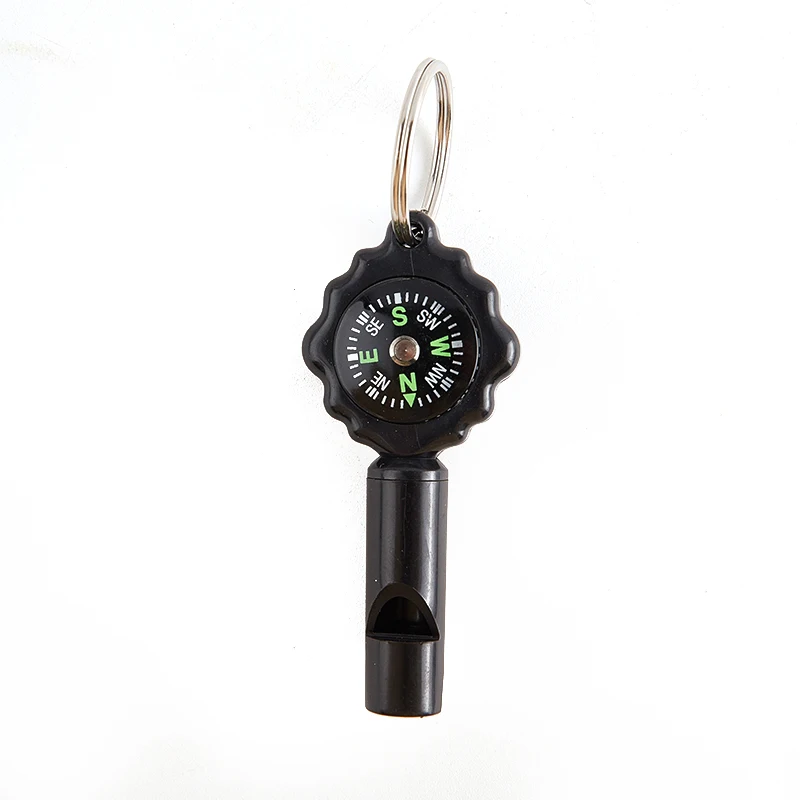 

2 in 1 Whistle Keychain Compass for Outdoor Camping Hiking Useful Tools Black color