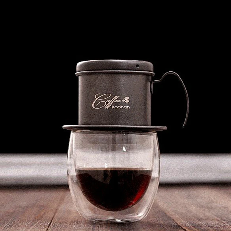 

Koonan Vietnamese Coffee Filter Cup Drip Maker Infuser Pot with Handle Drip Brewer Coffee Filter Cup Pour over Coffee Maker A
