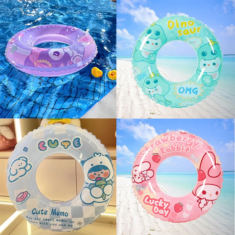 

Sanrio Cinnamoroll Swimming Ring Summer Cartoon Kawaii Kuromi Anti-rollover Kids Inflatable Buoy Inflatable Underarm Circle Gift
