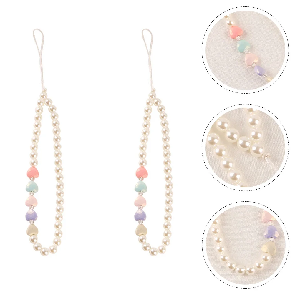 

Lanyard Rope Wrist Beaded Pearl Mobile Strap Cellphone Chain Strapsbeading Hanging Anti Lost Imitation Chains Decoration Bead