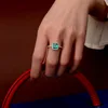 IsRabbit 18K Gold Plated 3EX VVS 6*8MM Lab Grown Emerald Muzo Green Sapphire Ring 925 Sterling Silver Fine Jewelry Drop Shipping 6
