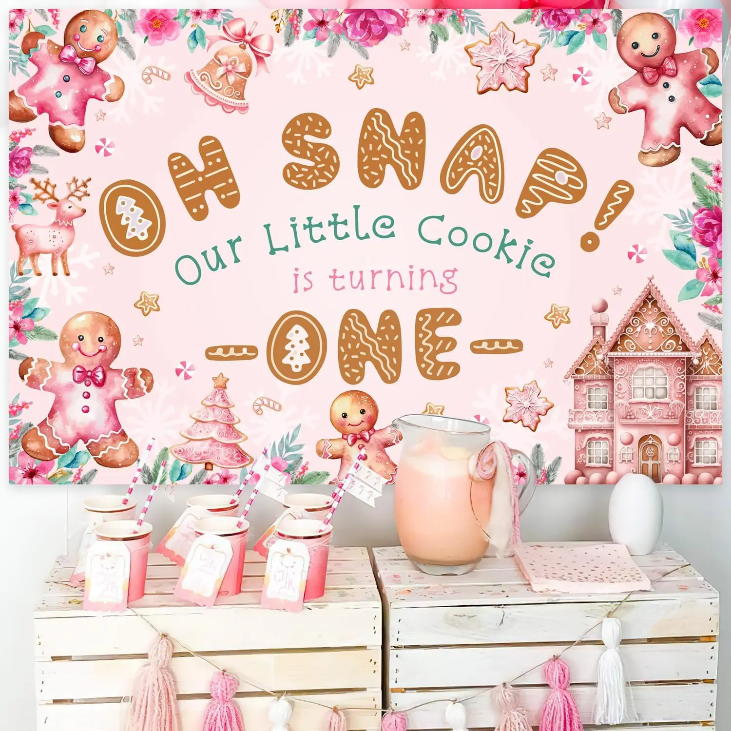 Рождественский имбирный розовый Хлеб 5 х3 фута украшение на 1-й день рождения наше