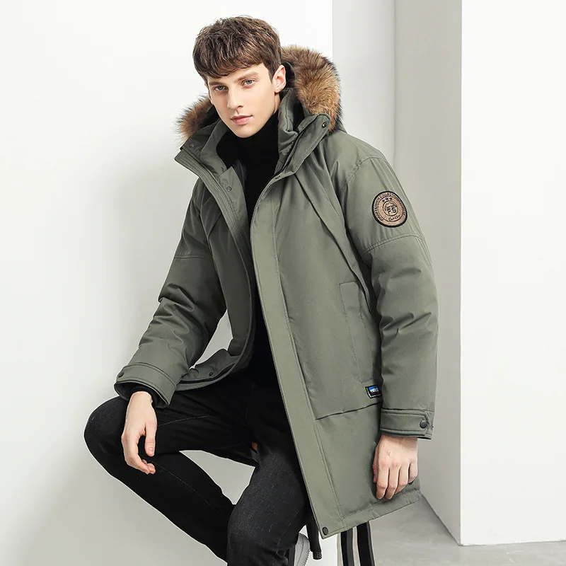 2022 New Large Fur Collar Men Down Jacket Winter Medium Long Thicken Extra Super Warm Hooded Windbreaker Waterproof Hoodie Coat