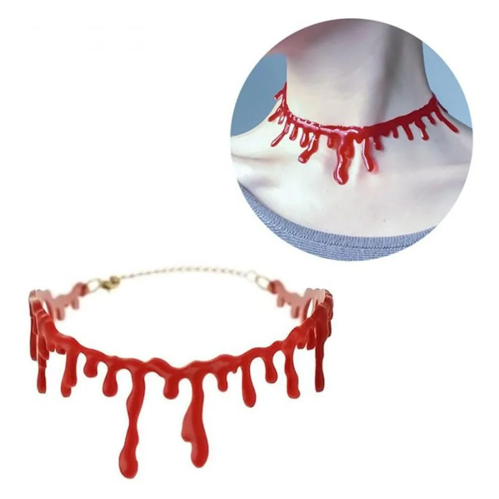 Ожерелье в виде кровавого шрама на Хэллоуин искусственное ожерелье для косплея