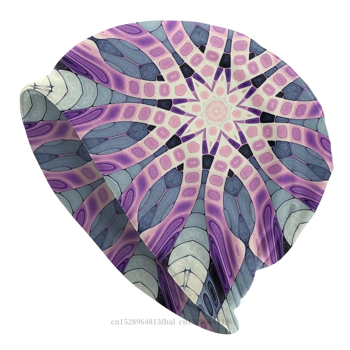 

Шапочки в стиле мандала, облегающие шапки, шапка s фиолетового цвета, стильная шапка в стиле Art New, зимняя теплая шапка, шапки для мужчин, женщи...