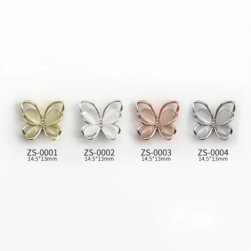 

10Pcs Nail Art Butterfly Designer Charms Luxury Hollowed out ice through cat eye butterfly For Fashion Nail Supplies Accessories