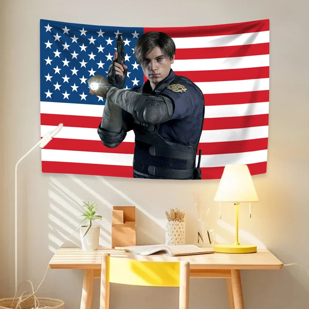 Leon Kennedys американский флаг гобелен хиппи домашний декор эстетика настенный фон