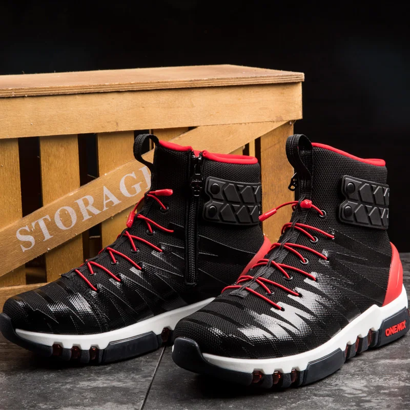 ONEMIX Men Boots Running Shoes Women Sneakers High Top Winter Snow Boots Outdoor Waterproof Walking Trekking Sneaker Big Size 46
