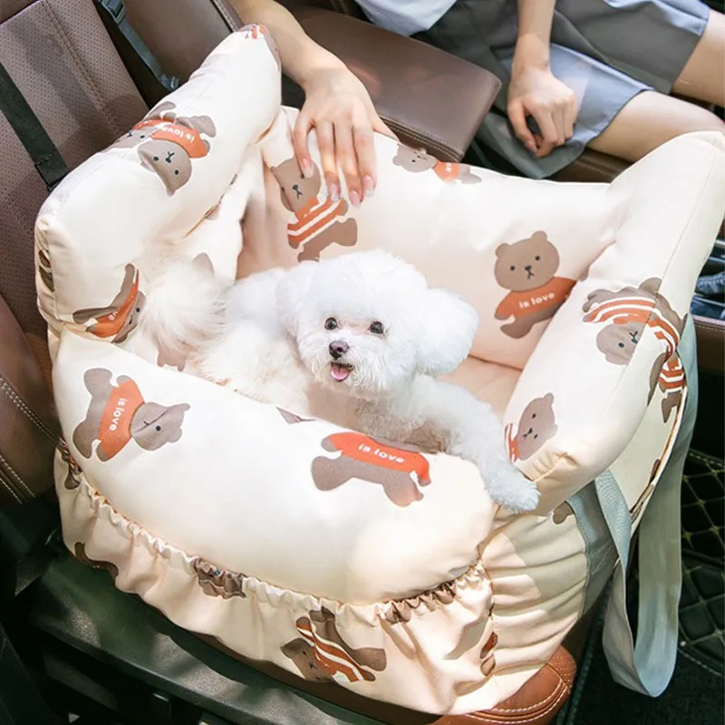 Portable Cat Dog Kennel Cute Soft Travel Central Control Car Safety Pet Bed Dog Backpack For Small Chihuahua Dog Teddy Supplies