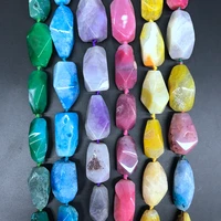 large size rainbow dragon veins agates faceted nugget loose beadscolourful natural onxy pendants necklace for jewelry making