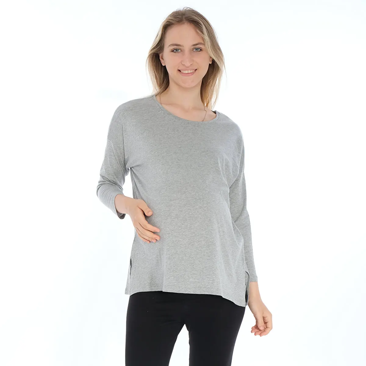 

ebebek Baby Mom Bisiklet Yaka Rahat Kalıp Modal Pamuklu Uzun Kol Tshirt