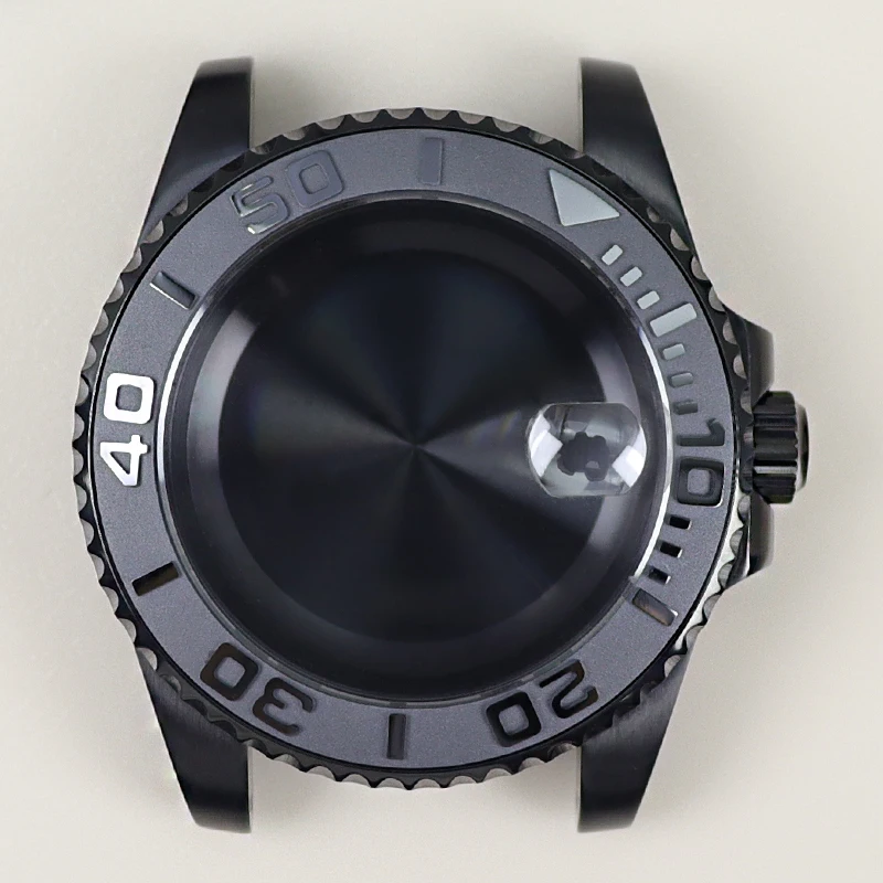 Фото Корпус для мужских часов 40 мм с сапфировым стеклом для механизмов Seiko NH35, NH36, NH34, NH70, Miyota 8215, ETA 2824, черный дизайн в стиле Yacht-Master. №1