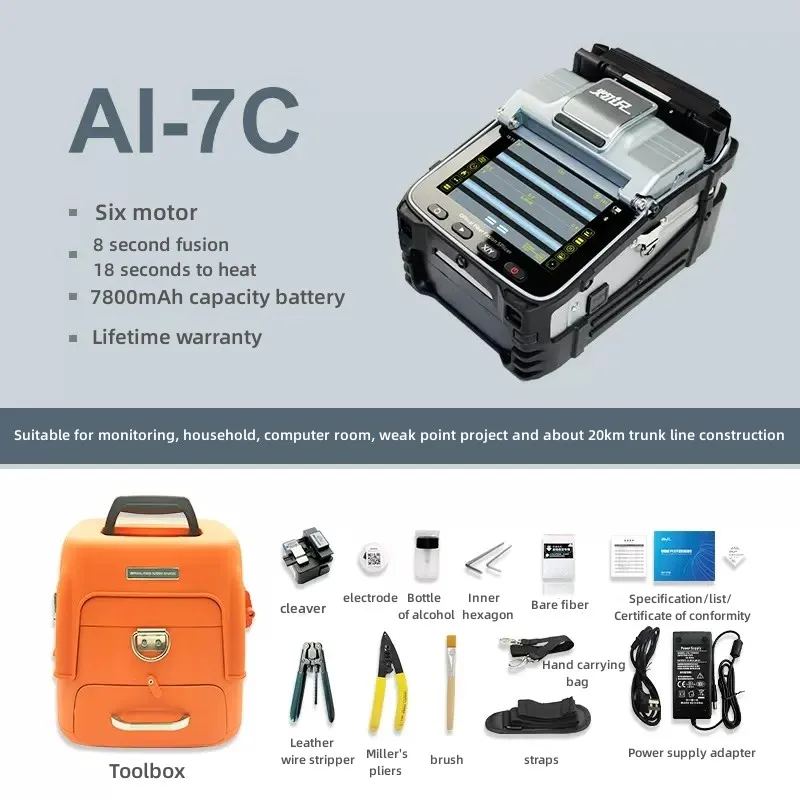 Signalfire AI-9 8C 7C 6C Multi-language Automatic Six Motors FTTH Fiber Optic Splicing Machine Optical Fiber Fusion Splicer