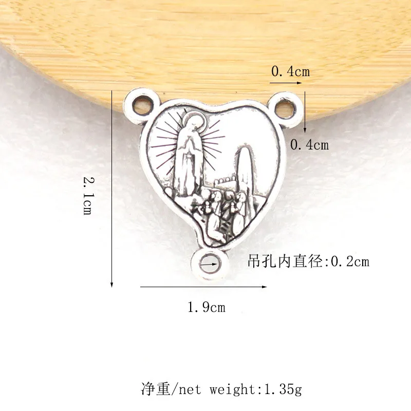 50 шт./лот католическая Дева Мария четки медаль три отверстия треугольник