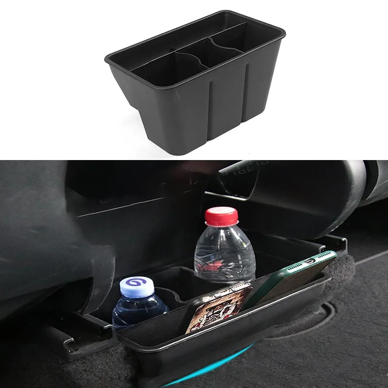 

For 2021 Tesla Model Y Storage Box ABS Flocking Style Rear Middle Storage Umbrella Box Velcro Trash Can Tesla Modification