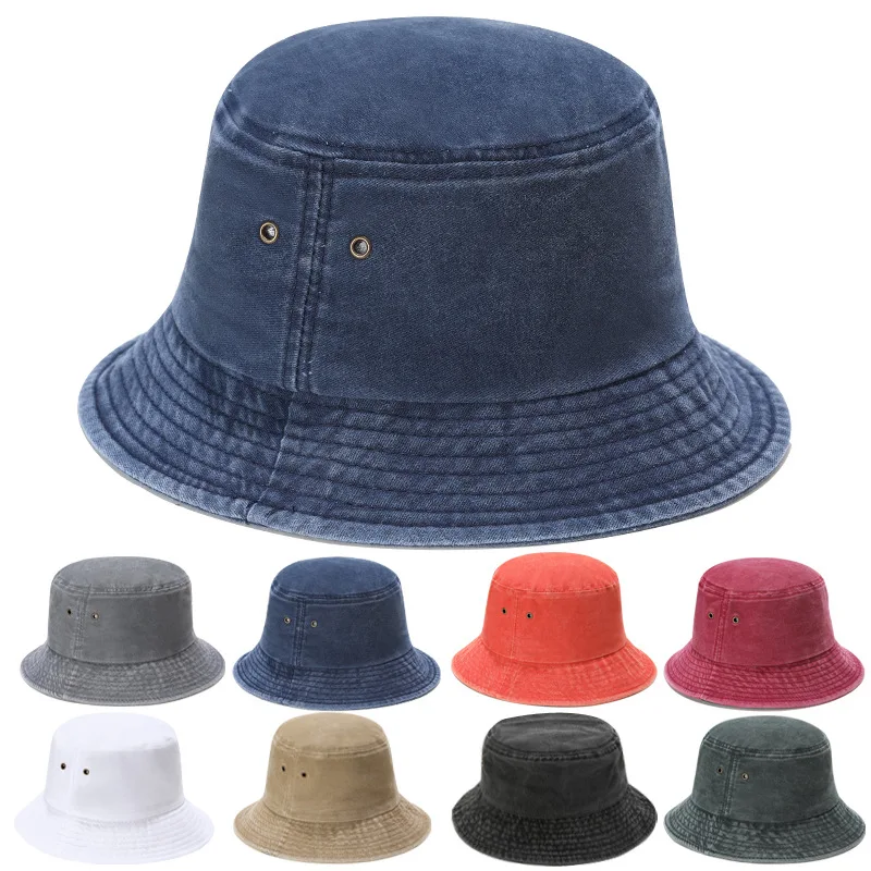 

Fisherman's hat men in Europe America ins washed plate basin hat women four seasons general outdoor travel sun Bucket Hats