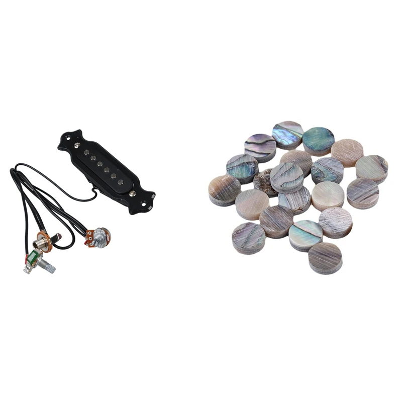 

Magnetic Acoustic Pickup For Guitar Black With 20PCS Green Paua Abalone Inlay Dots 6Mm Guitar Ukulele Banjo Maker