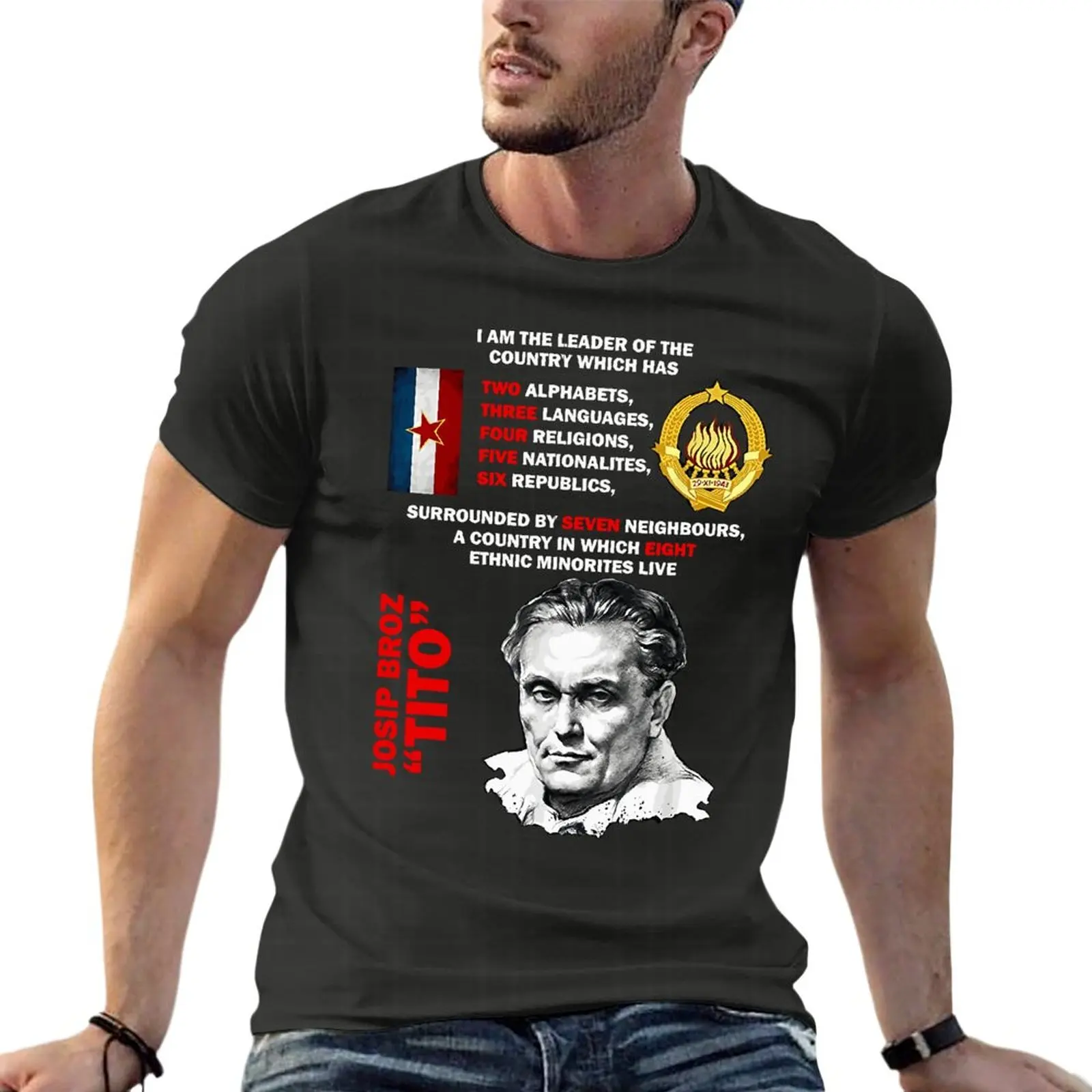 

Josip Broz Tito Oversized T-Shirt Personalized Mens Clothing 100% Cotton Streetwear Large Size Top Tee