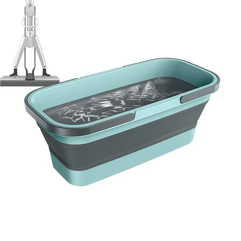 

Foldable Mop Bucket Collapsible Portable Wash Basin Dishpan Rectangular Space Saving Washing Basin Large-capacity Round Tub