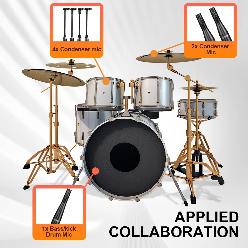 Высококачественный всеконденсаторный барабанный микрофон 7 комплектов