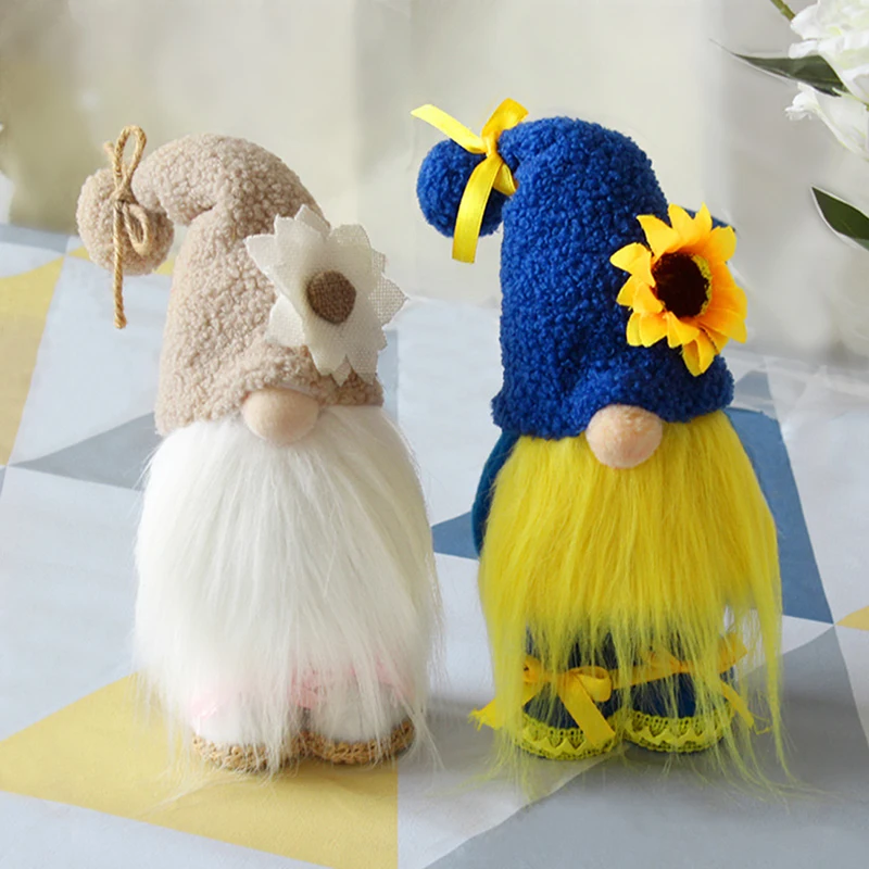 

Подсолнух гном мира гном синий и желтый гном украшения для дома