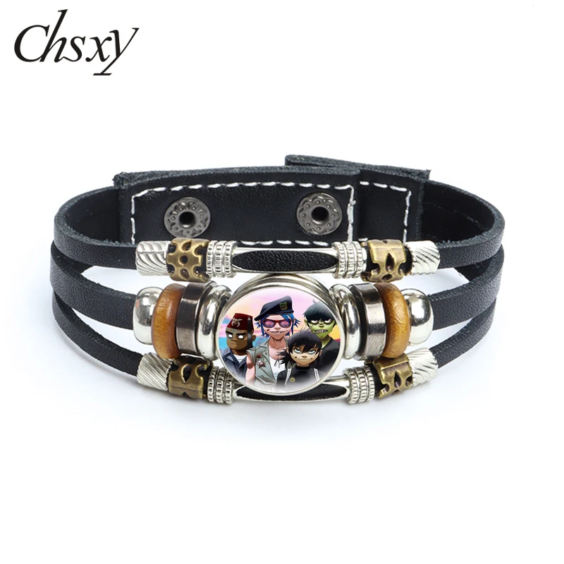 Кожаные браслеты Shinji Ikari In The Froggy с изображением персонажа из мультфильма, стеклянный кабошон, регулируемые браслеты с кнопками для женских подарков