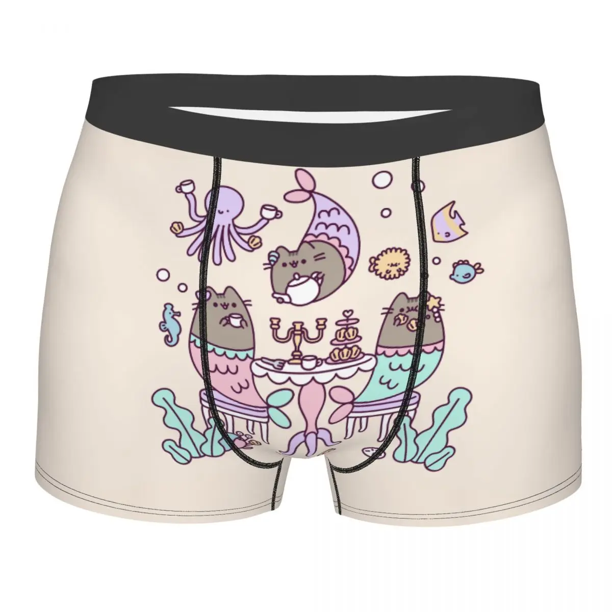 Нижнее белье Tabby Pusheens Cat на заказ мужские шорты-боксеры с принтом Catroon Kitten трусы