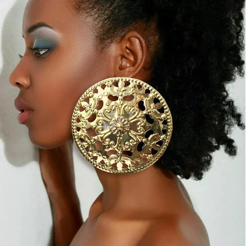 Модные ювелирные изделия большие круглые серьги золотого цвета с геометрическим