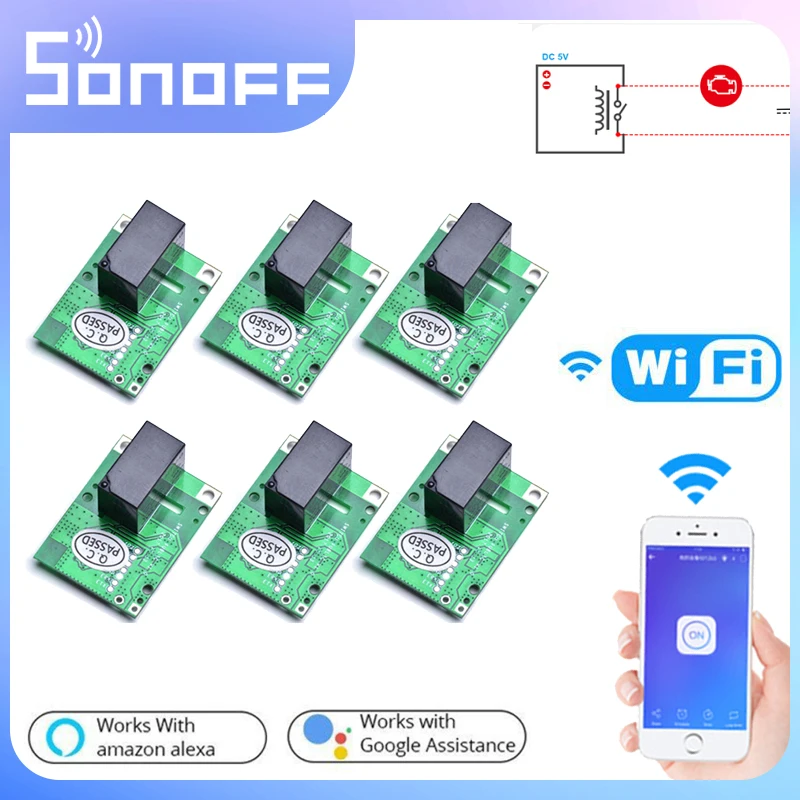 Переключатель Sonoff RE5V1C, модульный переключатель с функцией самоблокировки, 5 в постоянного тока, работает через приложение EWelink, поддерживает Alexa Google Home Smart Home, 10 шт.
