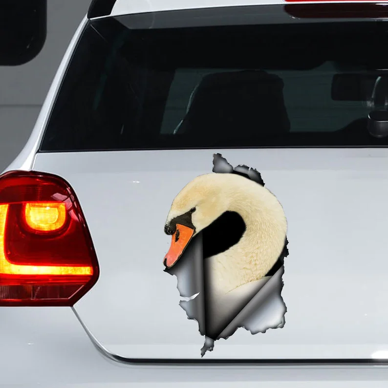 

White swan car decal , swan magnet, swan sticker