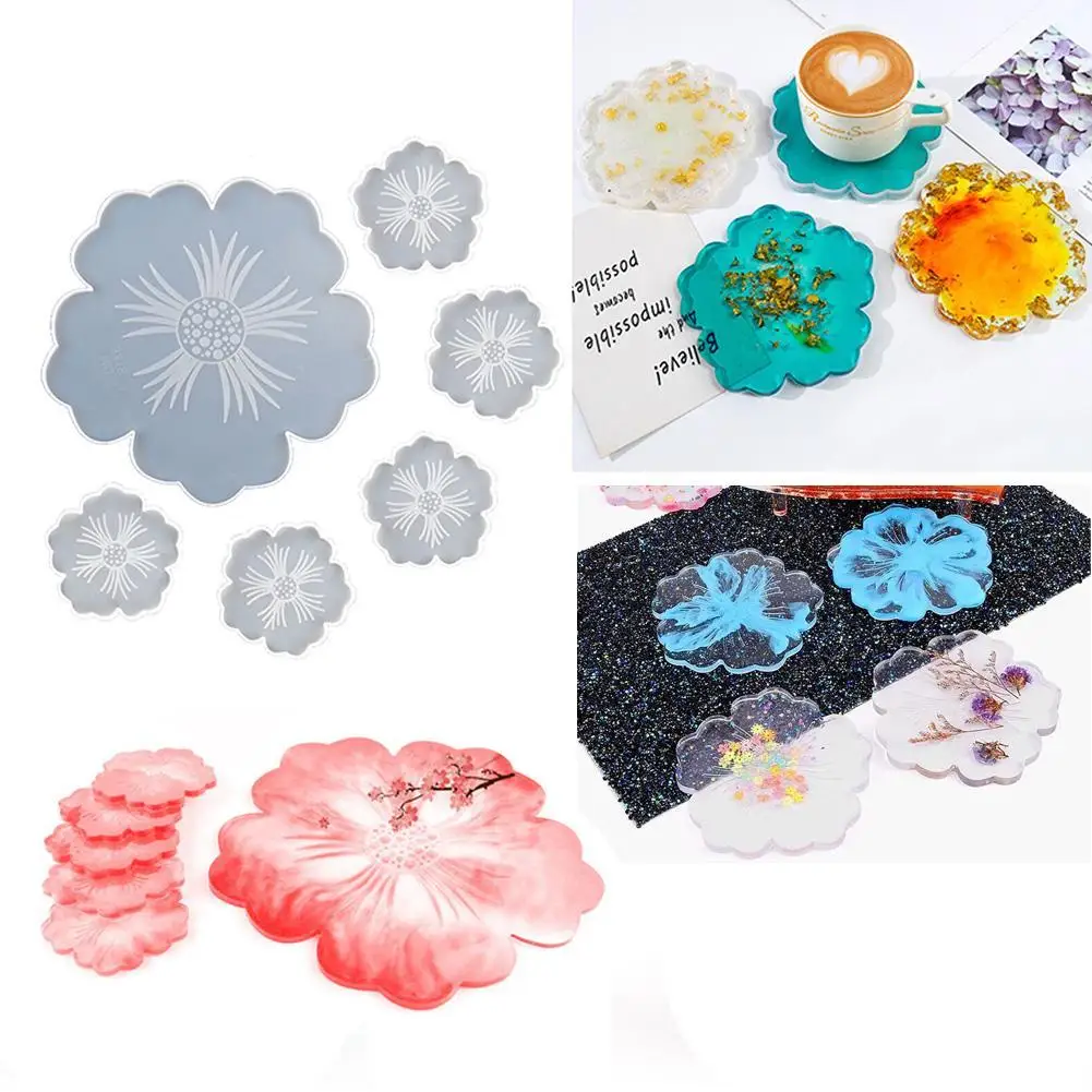 

Large Flower Plate Pad Silicone Coaster Resin Casting Molds Kit Resin Cup Mat UV Epoxy Mould Home Decor DIY Crafts Making Tool