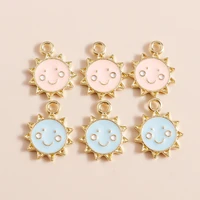 10pcs 12x15mm cute alloy enamel smile sun charms pendants for jewelry making earrings necklaces diy keychains crafts accessories