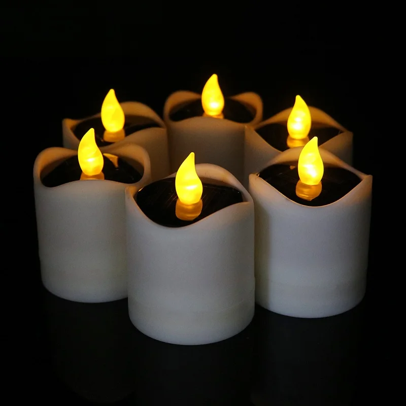 

6 Piece Set of LED Electronic Rechargeable Solar Candle Flickering Flameless Candle Flickering Flameless Christmas Flame Light