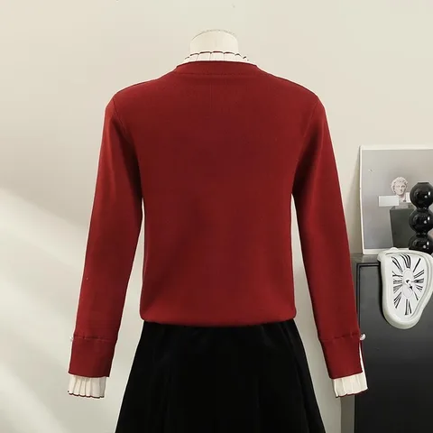 Neploe пуловеры с полувысоким воротником и бантом, модные топы с низом, женские топы Y2k, искусственный свитер из двух предметов с длинными рукавами Mujer