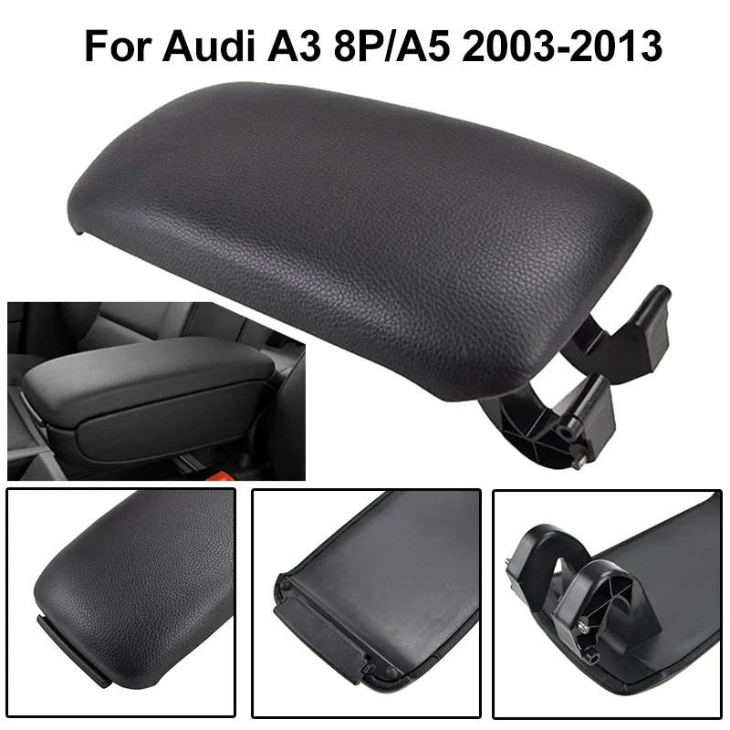 

Black/Grey/Beige Leather Car Armrest Latch Cover For Audi A3 8P/A5 2003-2013 Center Console Arm Rest Storage Box Lid Cover