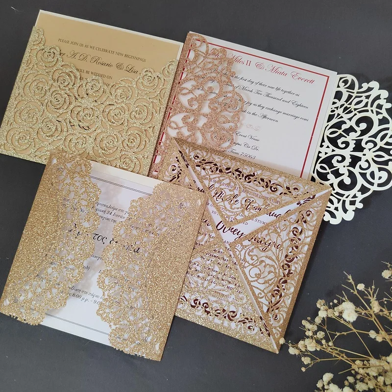 50 шт. кружевные карманные приглашения на день рождения
