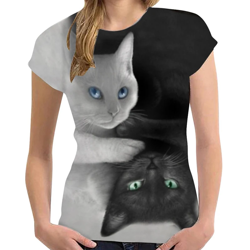 

Fashion Cute 3D Cats Print Women Ladies Girls T-Shirt Animal Harajuku Round Neck Short Sleeve Summer Fashion Tops & Tees 6XL