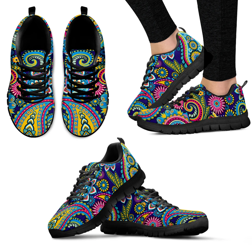 

INSTANTARTS Luxury Brand Bohemia Mandala Flower Print Casual Sneakers for Women Comfortable Air Flat Shoes Femme Lace up Zapatos