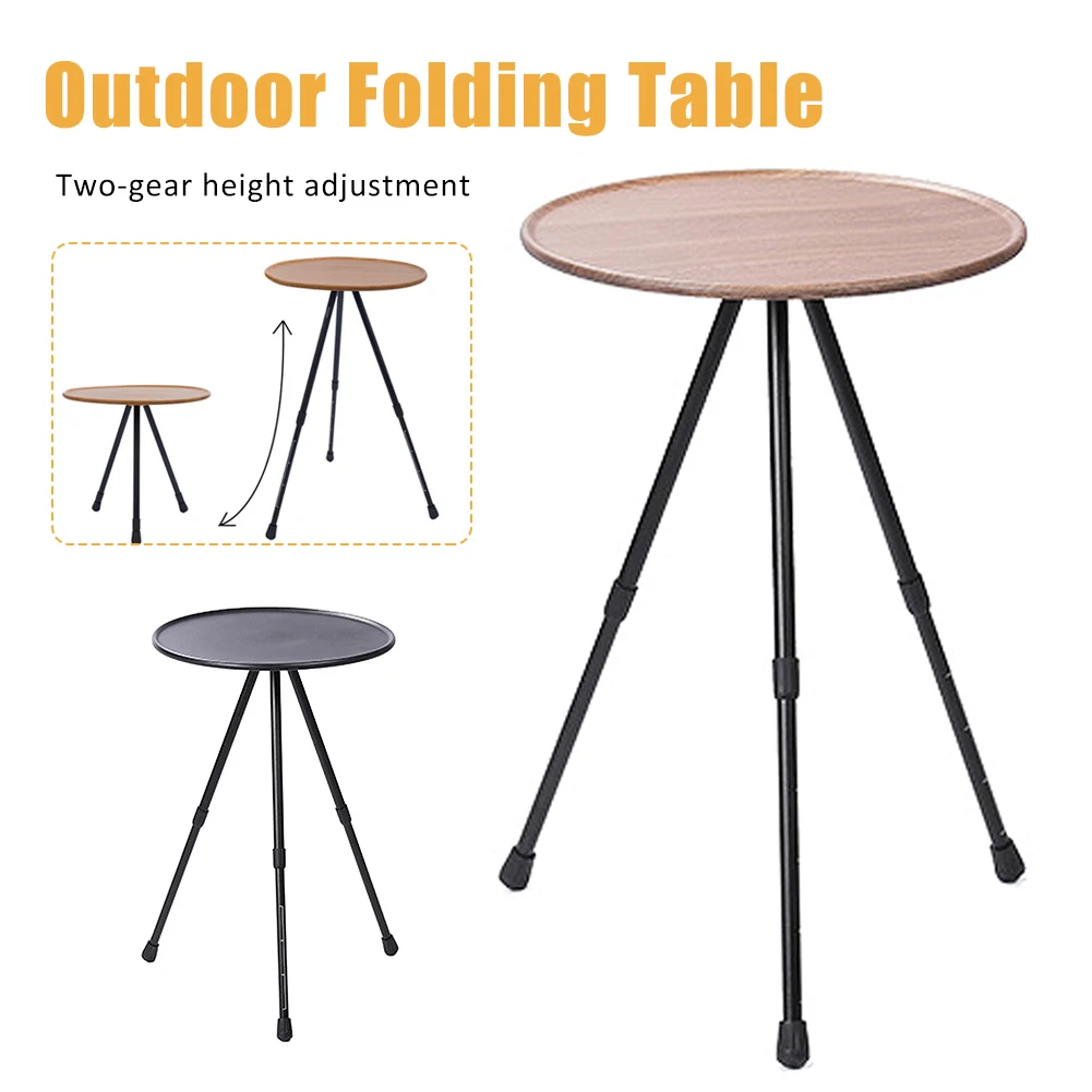 Outdoor Folding Round Table Mini Tea Desk Aluminum Alloy Legs Portable Self-Driving Desk for Camping Hiking Backpacking Travel