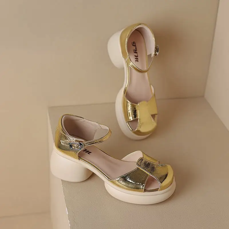 Женские туфли-лодочки из коровьей кожи на платформе