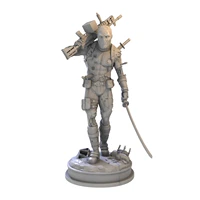 124 resin figure model kit samurai battle damage style double headed carving unassembled and unpainted