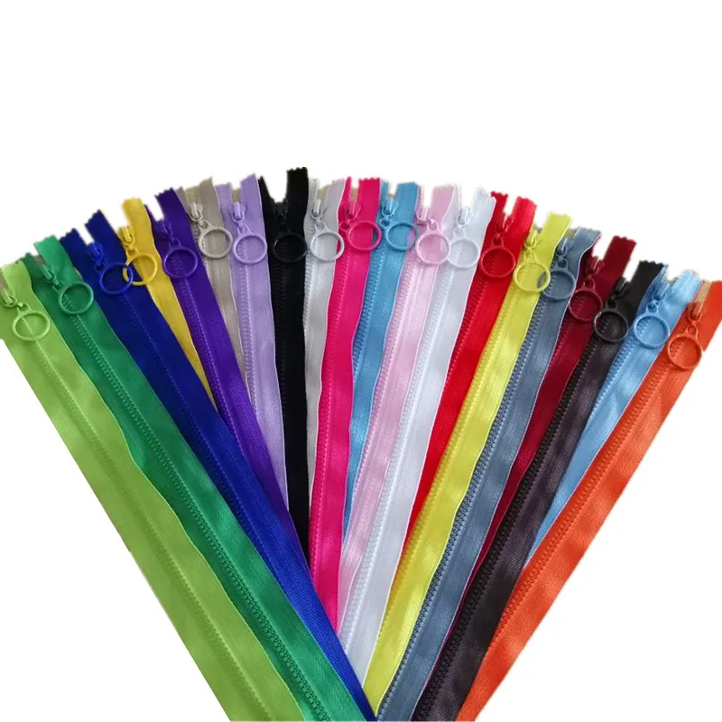 

10Pcs 40-70Cm 3# Plastic Teeth Resin Closed Tail Ring Sliding Buckle Resin Zipper